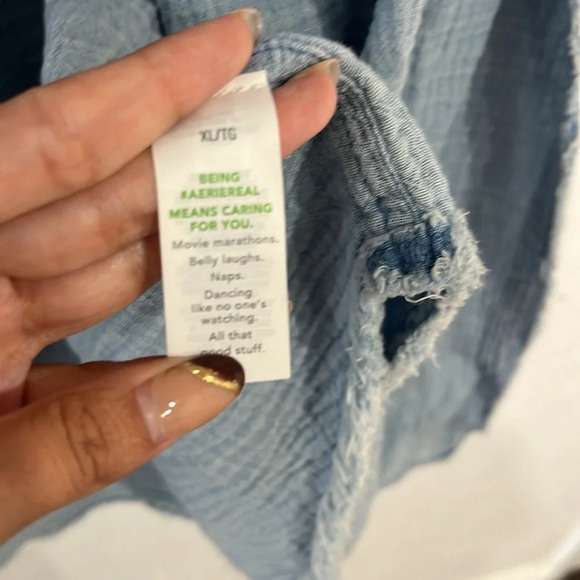 SKU 2 Aerie Pool-To-Party Cover Up Shirt blue XL - Picture 5 of 7